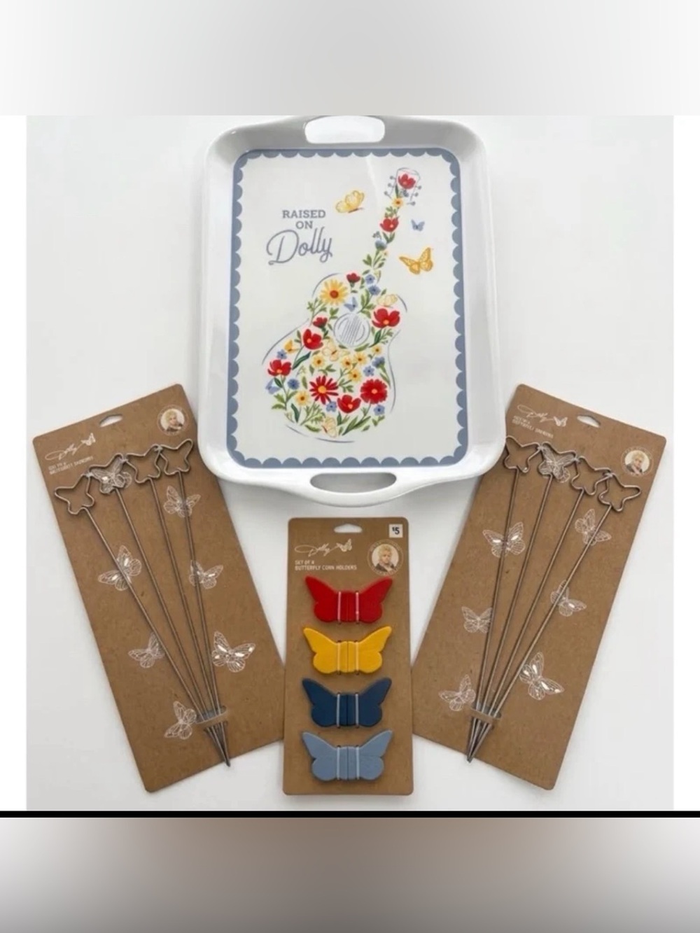 Dolly Parton Collectible Memorabilia 13pc Set Platter Corn Holders Skewers NEW